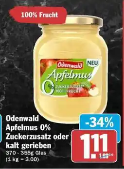HIT Odenwald Apfelmus 0% Zuckerzusatz oder kalt gerieben Angebot