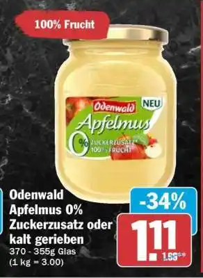 HIT Odenwald Apfelmus 0% Zuckerzusatz oder kalt gerieben Angebot