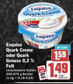 HIT Exquisa Quark Creme oder Quark Genuss 0,2 % Fett Angebot