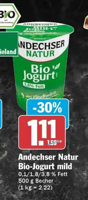 HIT Andechser Natur Bio Jogurt mild Angebot