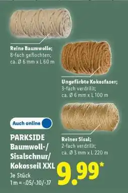 Lidl PARKSIDE Baumwoll-/ Sisalschnur/ Kokosseil XXL Angebot
