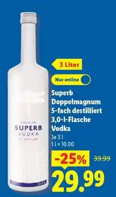 Lidl Superb Doppelmagnum 5-fach destilliert 3,0-l-Flasche Vodka Angebot