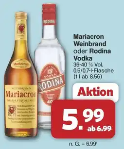 Famila Nord West Mariacron Weinbrand oder Rodina Vodka Angebot