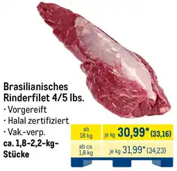 METRO Brasilianisches Rinderfilet 4/5 lbs Angebot