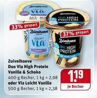 REWE Zuivelhoeve Duo Vla High Protein Vanille & Schoko Oder Vla Leicht Vanille Angebot