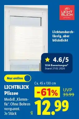 Lidl LICHTBLICK Plissee Angebot