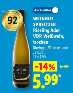 Lidl Weingut spreitzer riesling ader vdp, weißwein, trocken Angebot