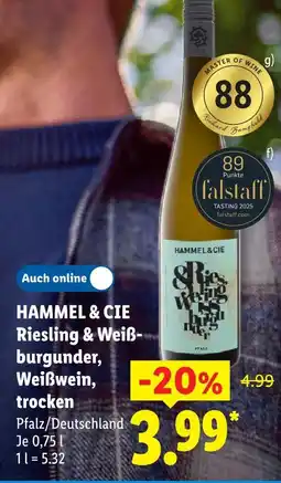Lidl Hammel & cie riesling & weißburgunder, weißwein, trocken Angebot