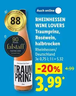 Lidl Rheinhessen wine lovers traumprinz, roséwein, halbtrocken Angebot