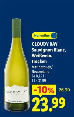 Lidl Cloudy bay sauvignon blanc, weißwein, trocken Angebot
