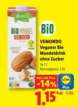 Lidl Vemondo veganer bio mandeldrink ohne zucker Angebot