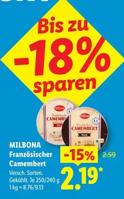 Lidl Milbona französischer camembert Angebot