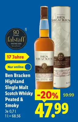 Lidl Ben bracken highland single malt scotch whisky peated & smoky Angebot