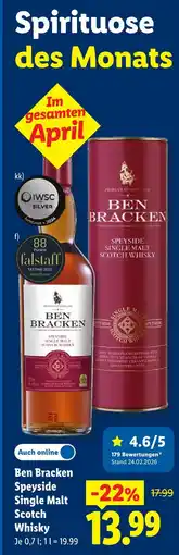 Lidl Ben bracken speyside single malt scotch whisky Angebot