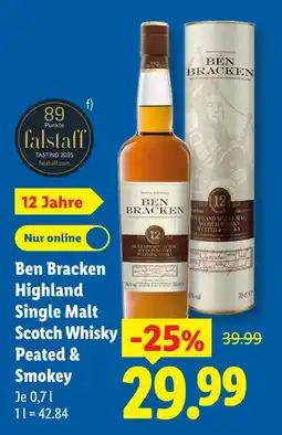 Lidl Ben bracken highland single malt scotch whisky peated & smokey Angebot