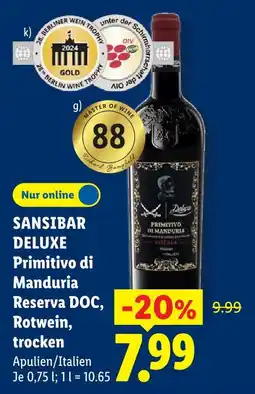 Lidl Sansibar deluxe primitivo di manduria reserva doc Angebot