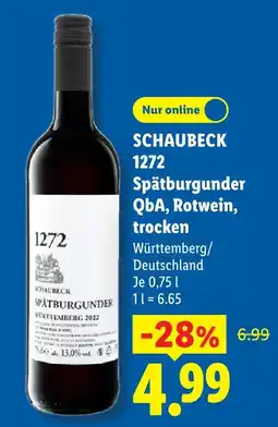 Lidl Schaubeck 1272 spätburgunder qba, rotwein, trocken Angebot
