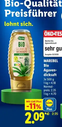 Lidl Maribel bio agavendicksaft Angebot