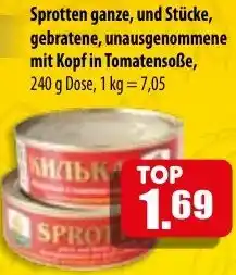 Mix Markt Sprotten ganze, und Stücke, gebratene, unausgenommene mit Kopf in Tomatensoẞe Angebot