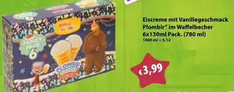 Mix Markt Eiscreme mit Vanillegeschmack Plombir im Waffelbecher Angebot