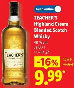 Lidl TEACHER'S Highland Cream Blended Scotch Whisky Angebot