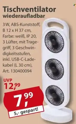 Sonderpreis Baumarkt Tischventilator wiederaufladbar Angebot
