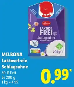 Lidl MILBONA Laktosefreie Schlagsahne Angebot