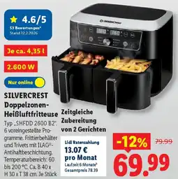 Lidl SILVERCREST Doppelzonen Heißluftfritteuse Angebot