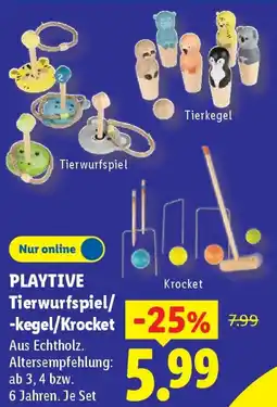 Lidl PLAYTIVE Tierwurfspiel/ kegel/Krocket Angebot