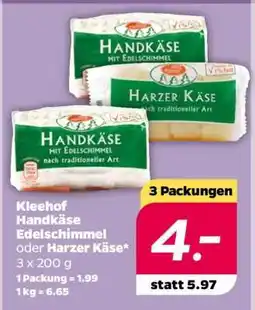 NETTO Kleehof Handkäse Edelschimmel oder Harzer Käse Angebot