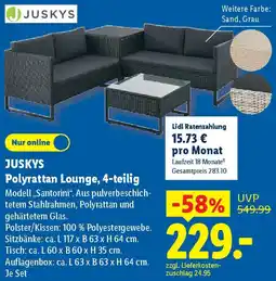 Lidl JUSKYS Polyrattan Lounge, 4-teilig Angebot
