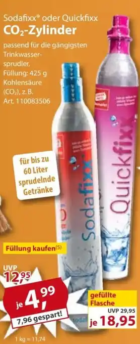 Sonderpreis Baumarkt Sodafixx oder Quickfixx CO₂-Zylinder Angebot