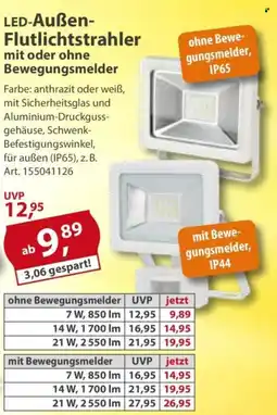 Sonderpreis Baumarkt LED-Außen- Flutlichtstrahler mit oder ohne Bewegungsmelder Angebot