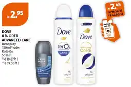 Müller DOVE 0% ODER ADVANCED CARE Deospray/Roll-On Angebot