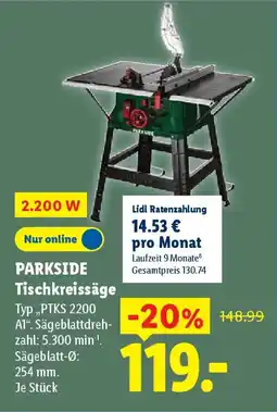 Lidl PARKSIDE Tischkreissäge Angebot