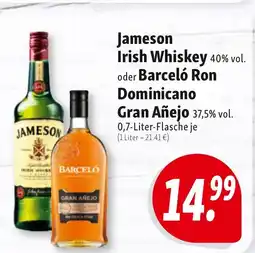 Nah & Frisch Jameson Irish Whiskey 40% vol. oder Barceló Ron Dominicano Gran Añejo Angebot