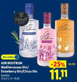 Lidl GIN NOSTRUM Mediterranean Gin/ Strawberry Gin/Citrus Gin Angebot
