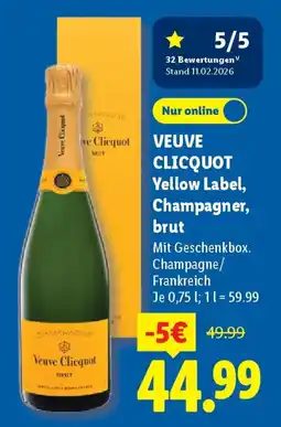 Lidl VEUVE CLICQUOT Yellow Label, Champagner, brut Angebot
