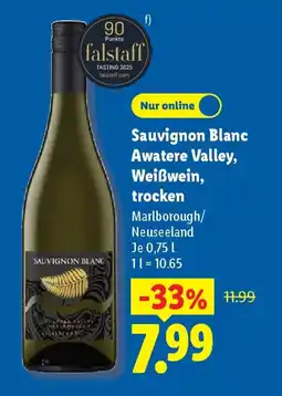 Lidl Sauvignon Blanc Awatere Valley, Weißwein, trocken Angebot