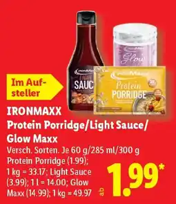 Lidl IRONMAXX Protein Porridge/Light Sauce/ Glow Maxx Angebot