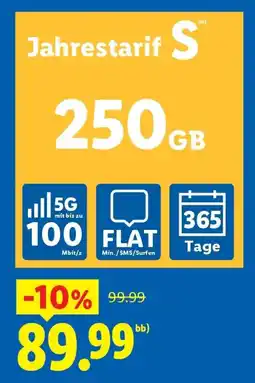 Lidl Jahrestarif S 250GB Angebot