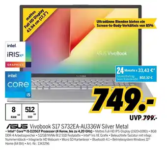 MEDIMAX Asus Notebook Vivobook S17 | S732EA-AU336W Angebot