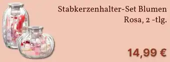 Stabkerzenhalter-Set Blumen Rosa, 2-tlg.