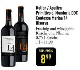 Galeria Markthalle Italien / Apulien Primitivo di Manduria DOC Contessa Marina 14 Riserva Angebot