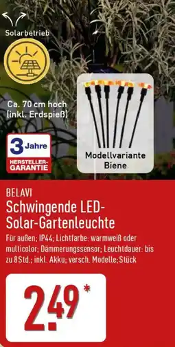 Aldi Nord BELAVI Schwingende LED-Solar-Gartenleuchte Angebot
