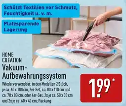 Aldi Nord HOME CREATION Vakuum Aufbewahrungssystem Angebot