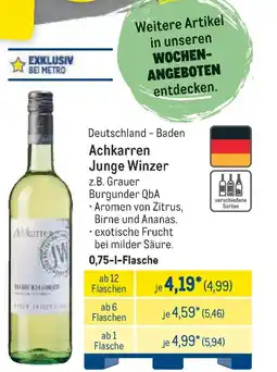 METRO Achkarren Junge Winzer z.B. Grauer Burgunder QbA Angebot