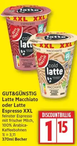 Aldi Nord GUT&GÜNSTIG Latte Macchiato oder Latte Espresso XXL Angebot