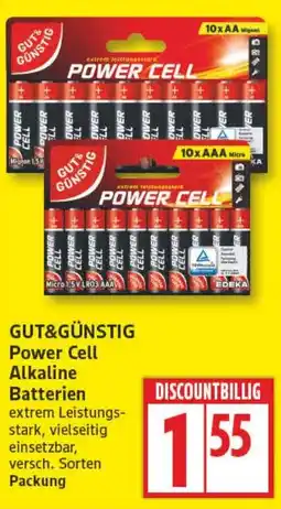 Aldi Nord GUT&GÜNSTIG Power Cell Alkaline Batterien Angebot