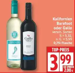 Aldi Nord Kalifornien Barefoot oder Gallo Angebot